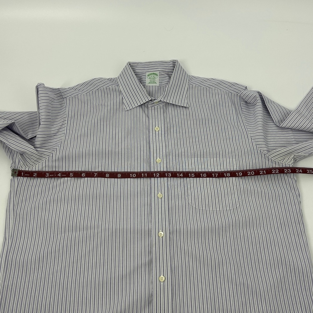 Brooks Brothers Milano Dress Shirt Mens 17-35 Purple White Striped Supima Cotton - Picture 5 of 10